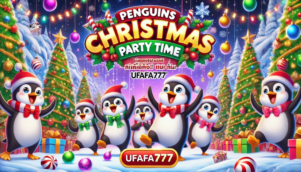 Penguins Christmas Party Time พาแก๊งเพนกวินสุดป่วนออกมาแดนซ์ในปาร์ตี้คริสต์มาสหิมะขาว! สล็อตแนวแอนิเมชันสุดสดใสจากค่ายดัง ที่แจกโบนัสได้แบบไม่ต้องเขิน!🧊❄️ เต็มไปด้วยสีสัน เอฟเฟกต์ลื่นไหล และความสนุกที่ระเบิดออกมาในทุกการสปินบนเว็บ UFAFA777
