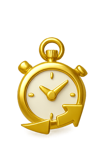 Stopwatch + ลูกศรเงิน (ฝาก–ถอนอัตโนมัติ)