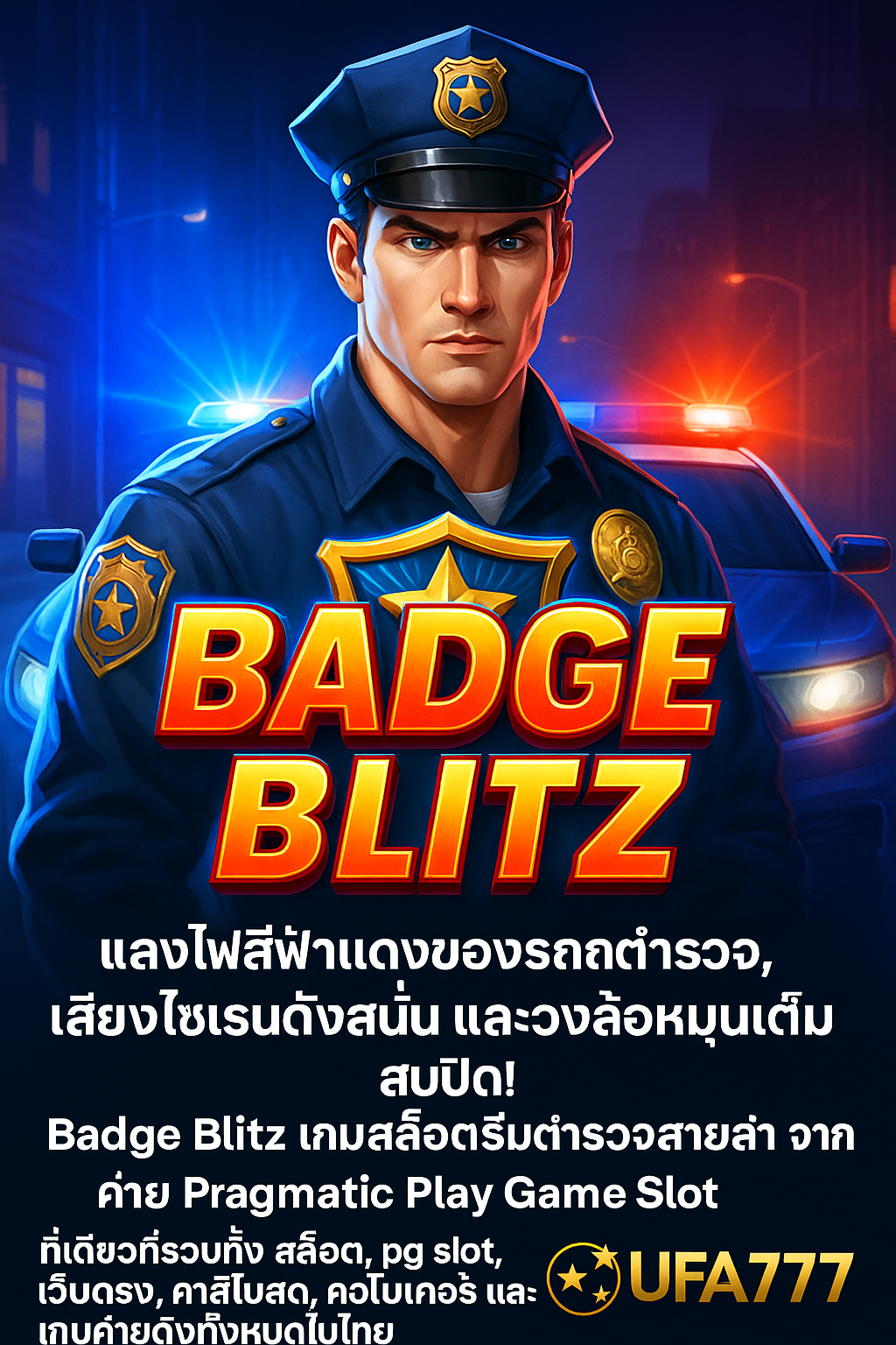 Badge Blitz พร้อมให้คุณสัมผัสความมันส์แบบแอคชั่นเมืองใหญ่ ได้แล้วบนเว็บ UFAFA777 ที่เดียวที่รวมทั้ง สล็อต, pg slot, เว็บตรง, คาสิโนสด, โป๊กเกอร์ และเกมค่ายดังทั้งหมดในไทย